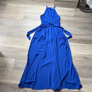 Royal Blue Halter Maxi Shorts Romper that looks like a Mazi Dress NWOT